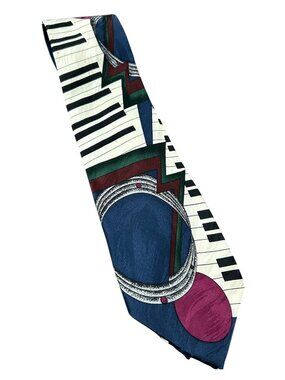 Vintage Upbeat By Roffe Silk Hand Finished Musical Theme Necktie